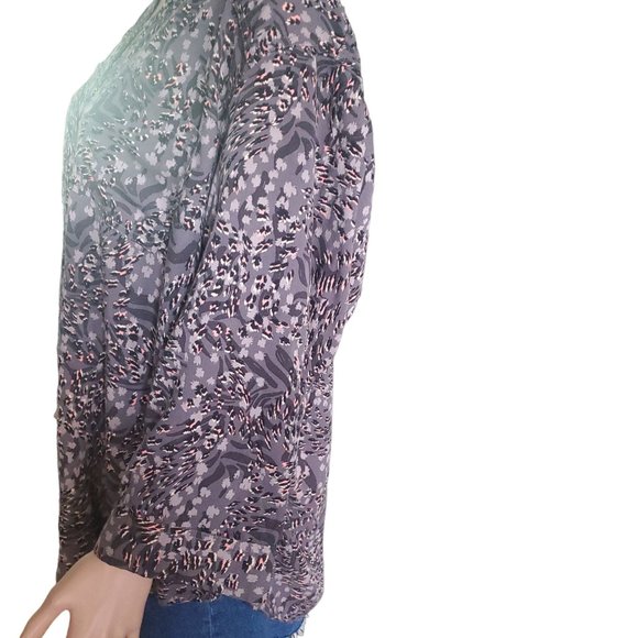Torrid Sz 3X Harper Leo Zebra Gray Pink Animal Print Popover Blouse Pockets - Picture 5 of 11
